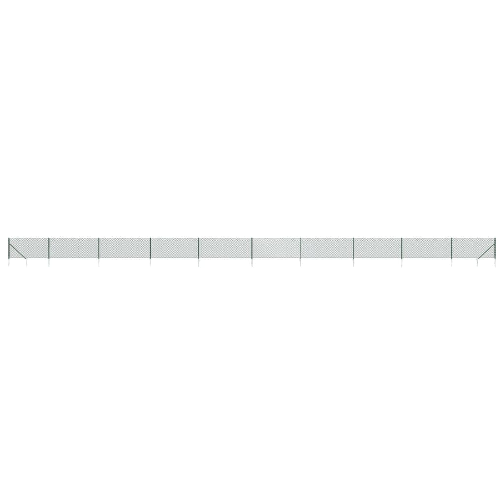 Green PVC Coated Chain Link Fence with Spike Anchors 0.8 x 25 m Galvanised Steel Security Barrier for Garden Animal Enclosure and Property Boundary