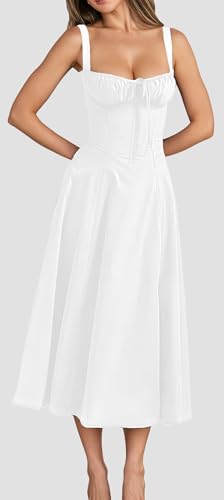 Image of Women's Spaghetti Strap Dress Floral Corset Gown Inspired Dresses Midi Evening Cocktail Party and Holidays Casual Sundress