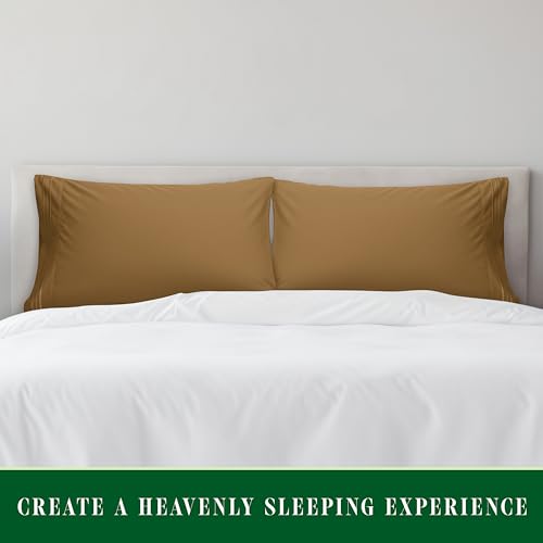 Image of Elegant Comfort Luxury Ultra-Soft 2-Piece Pillowcase Set 1500 Thread Count Egyptian Quality Microfiber Double Brushed-100% Hypoallergenic-Wrinkle Resistant, California King, Bronze