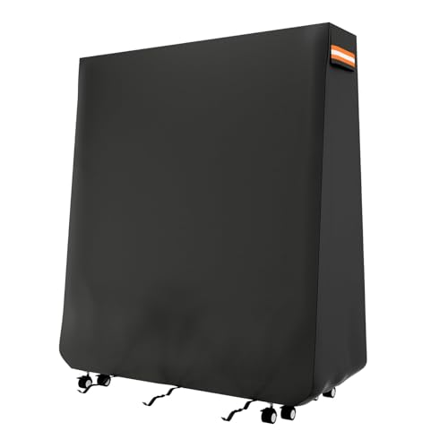 EVRBUL Ping Pong Table Cover Outdoor Waterproof Folding Table Tennis Cover Heavy Duty 420D Sunproof Windproof for Universal 9 x 5 FT Foldable Tables with Storage Bag