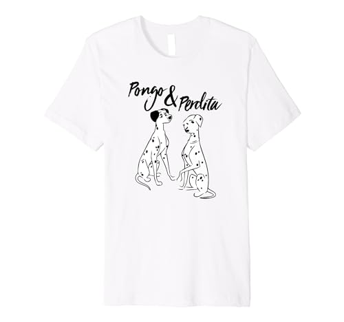T-shirt 101 Dalmatiens Disney Pongo et Perdita noir et blanc pour adulte