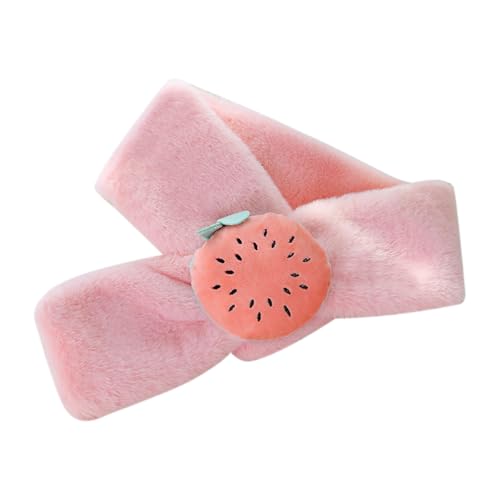 CutitiUU Bufanda infantil Peluche Sandía,Bufanda cálida con diseño cruzado,Cuello de bebé de dibujos animados,Cuello cálida de invierno para mujer,de piel sintética,Cuello para Bebés (Sandía)