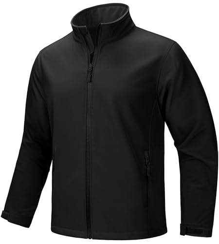 ZITY Men's Lightweight Softshell Jacket Warm Fleece Lined Waterproof Rain Jacket Windbreaker Windproof Soft Shell Outdoor