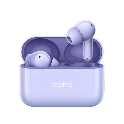 Image of realme Buds T200 TWS Earbuds, Hi-Res Audio, LDAC, IP55 Water Resistant, 12.4mm Dynamic Bass Driver, 32dB ANC, 50h Playback (Purple)