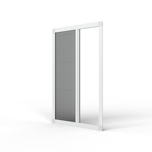 Fliegengitter Plissee Fenster nach Maß ohne Bohren zum Klemmen – Insektenschutz mit Klemmmontage im Rahmen für einflügelige und bodentiefe Fenster – Fiberglasgewebe & Aluminiumprofile