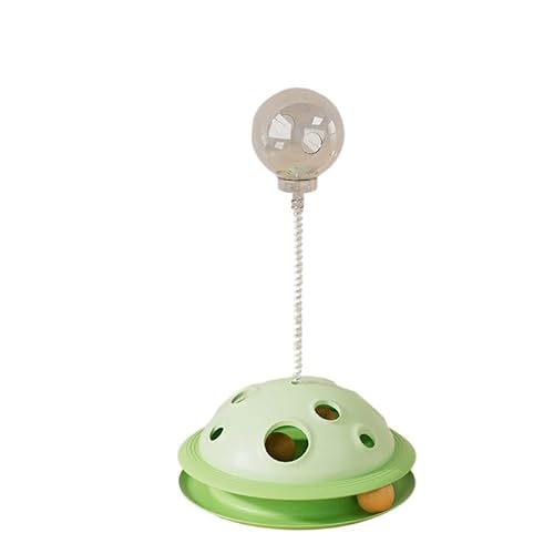 猫おもちゃ 餌漏れボール 回転ボール ネコの餌ボールターンテーブル 知育玩具 給餌オモチャ 早食い防止 ストレス解消 猫運動不足解消 留守番対策 一人遊び (グリーン)