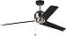Monte Carlo 3AR54MBKPN Arcade 54" Ceiling Fan with Pull Chain, 3 Blades, Midnight Black / Polished Nickel