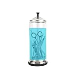 NICOLEKAY Barattolo disinfettante in vetro, grande barattolo sterilizzante per manicure e pedicure, strumenti da barbiere, barattolo da barbiere, 29 cm x 9 cm (altezza x larghezza)