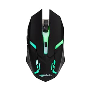 amazon basics Wired Gaming Mouse | Elevate Your Gaming Experience with 5 Buttons, Customizable 3600 DPI, Rainbow LED Light, DPI Switch | Surface-Friendly Design (Black)