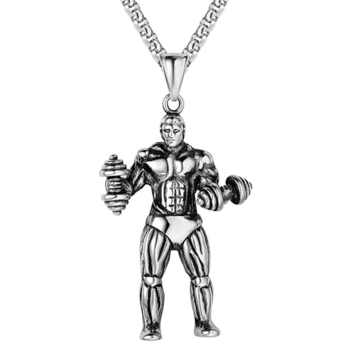 Collier haltère pour homme vintage bijoux pendentif musculation style hip-hop