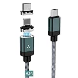 CNakdDG 100W 2 in 1 Magnetic USB C Charging Cable 6.6FT 480Mbps Data Transfer, 5A Fast Charging for iPhone 16/15/14/13 Pro Max, MacBook Pro,iPad,Galaxy S22,Pixel (Green)