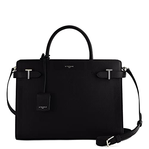 Le Tanneur, grand sac à main 13 pouces, sac bandoulière, en cuir, émilie, femme, porté main, épaule, croisé, bandoulière amovible et ajustable, 2 compartiments, 2 poches plates, 2 poches zippées