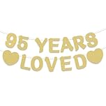 Pre-Strung 95th Birthday Banner, Wall Hanging Gold Glitter Party Supplies for Anniversary Celebrations Women & Men, 95 Year Old Anniversary Decor Bday Sign Gifts