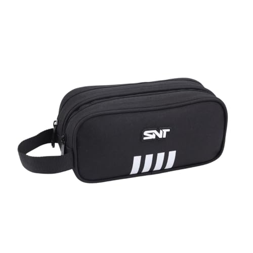 Estojo Duplo Masculino Escolar Resistente e Moderno Juvenil Organizador (Preto)