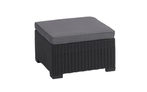 Keter Allibert by California Table d'appoint en Plastique pour Jardin, terrasse et Balcon, Ronde, Aspect rotin, carrée, Gris Anthracite, 68 x 68 x 35 cm