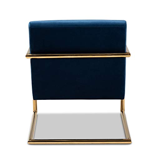 Baxton Studio Chairs, Navy Blue/Gold #TOP5