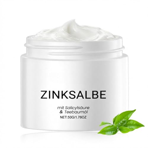 Zinksalbe gegen Pickel - Anti Pickel Creme - Akne Creme Gesicht gegen Mitesser und Unreine Haut - Zink Salbe mit Salicylsäure & Teebaumöl - Beruhigend Zugsalbe Pickel