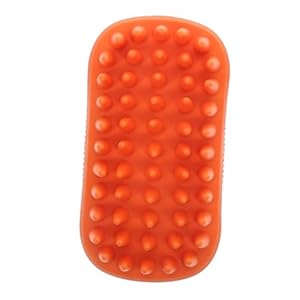 BESPORTBLE Dog Grooming Bath Brush Pet Rubber Brush Shower Scrubbing And Soothing Massage Brush For Dogs And Cats Puppy Grooming Accessories Orange