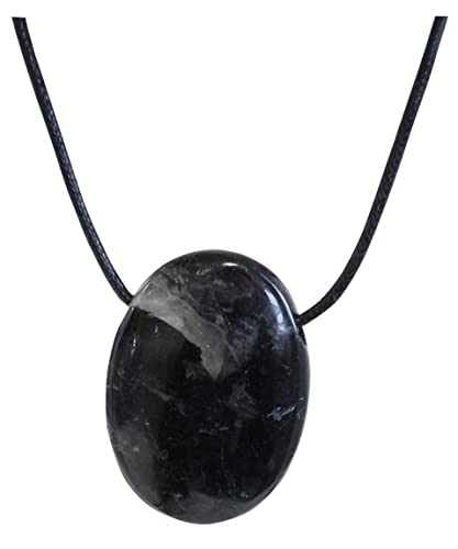 Collier Tourmaline Noire Pierre ovale percée Cordon noir