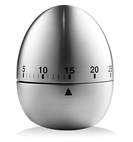 Mechanischer Timer aus Edelstahl, 60 Minuten, drehbarer Countdown-Küchen-Gadget zum Kochen, Backen, Arbeiten, Studium und tägliche Aufgaben, langlebige Batterie – kostenloser Zeitnehmer
