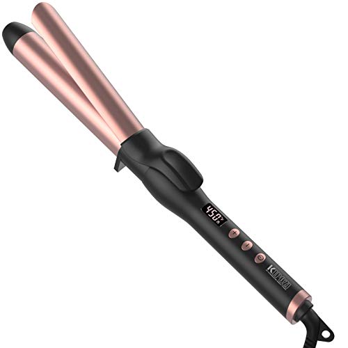 KIPOZI 1 1/4 Inch Curling Iron Hair Curler with Ceramic Coating Barrel and Anti-scalding Insulated Tip,180°F to 450°F for All Types of Hair, Dual Voltage, Include Heat Resistant Glove