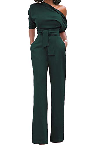 Wenchuang Pantaloni a Gamba Larga con Colletto