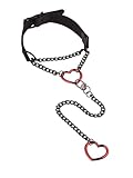 Sacina Goth Black Heart Chain Choker Necklace, PU Leather Choker, Gothic Punk Grunge Emo Necklace, Halloween...