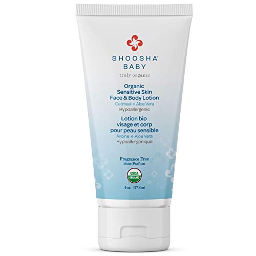 Shoosha Organic Baby Lotion Fragrance Free, For Sensitive Skin, All Natural Face And Body Lotion For Kids, Hypoallergenic, Gluten-Free, Non-Sticky, 100% Biodegradable #TOP4