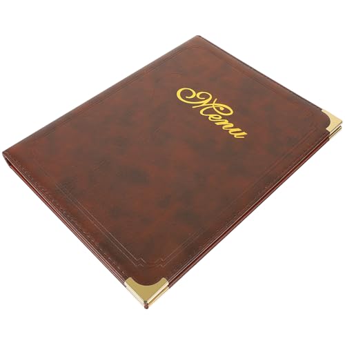 Porte-menus A4 en cuir marron de qualité pour table de restaurant