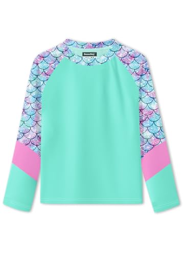 Image of BesserBay Girls Rash Guard UPF 50+ Raglan Sleeve Swim Shirt 6-14 Years