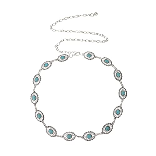 Adjustable Metal Waist Chain Belts for Women Western Style Concho Dress Accessory for Jeans and Dresses Fashionable Versatile