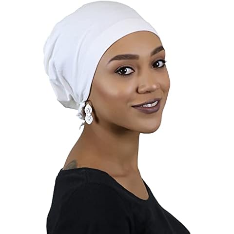 Hats Scarves & More Chemo Headwear Cancer Scarf 50+ UPF Sun Protection Pre Tied Headscarf Head Coverings Cotton Celeste (WHITE) Cover