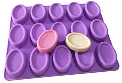 noble foods 15 Cavity Oval Shape Silicone soap Mould (Soap Weight: Approx 50-55 Grams) Random Color-image-29