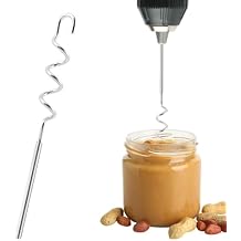 Peanut Butter Stirrer Tool, Stainless Steel Drill Nut Butter Stirrer, Fast Mixing Stirrer Utensil Hand Mixer Electric Attachment for Mixing Various Peanut Butte-r JamCOLORSilver