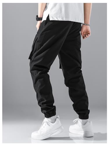 OYOANGLE Men's Drawstring Waist Sports Jogger Cargo Pants Outdoor Sweatpants with Pocket2