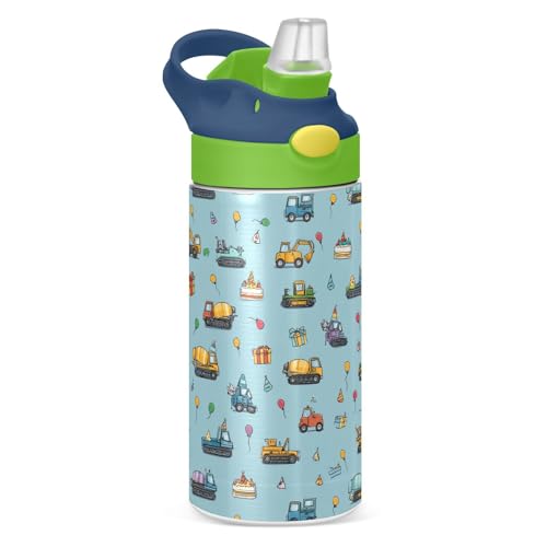 Boccsty Truck Car Construction Vehicles Cakes Kids Water Bottle with