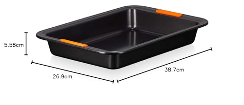 Le Creuset Non-Stick Carbon Steel Bakeware Rectangular Cake Tin, 33 cm, Black, 46079330010000