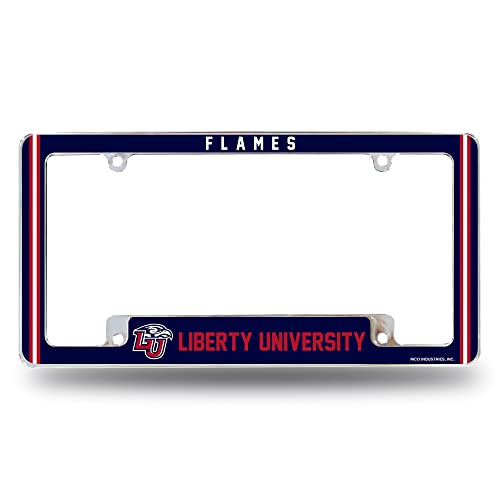 Rico Industries NCAA Liberty Flames Alternate 12" x 6" Chrome All Over Automotive License Plate Frame for Car/Truck/SUV