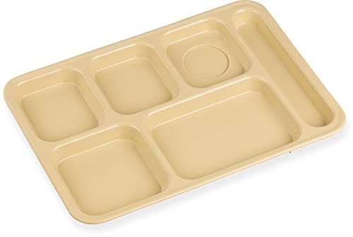 Carlisle FoodService Products / Brands-P614R25 Rectangular Tray w/ (6) Compartments, Polypropylene, Tan , 10