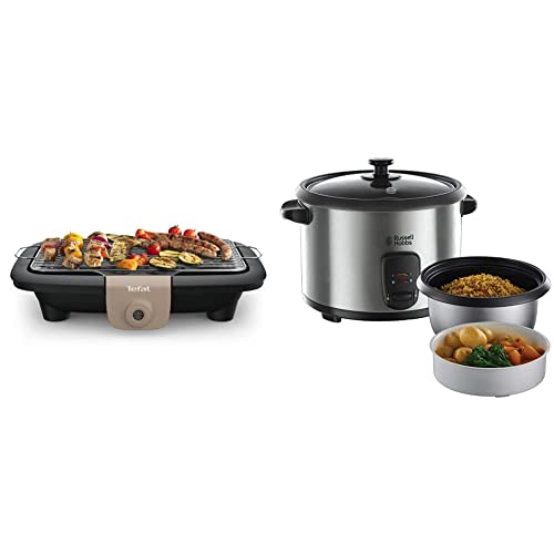 Tefal Barbecue électrique de table, Puissance 2300 W, Grillades Réussies, Grille en inox, Nettoyage Facile & Russell Hobbs Cuiseur Riz 1,8L, Arrêt...