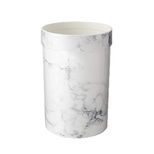 Luckycyc Marble Trash Can, 8L Marble Plastic Trash Bin Office Bathroom Kitchen Garbage Compost Bin Marble Garbage Container Bin Living Room Bedroom Without Lid Trash Can