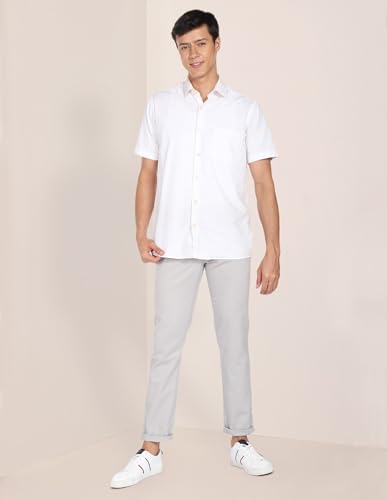 Image of U.S. Polo ASSN. Men's Regular Solid Textured Austin Trim Fit Mid Rise Casual Trousers