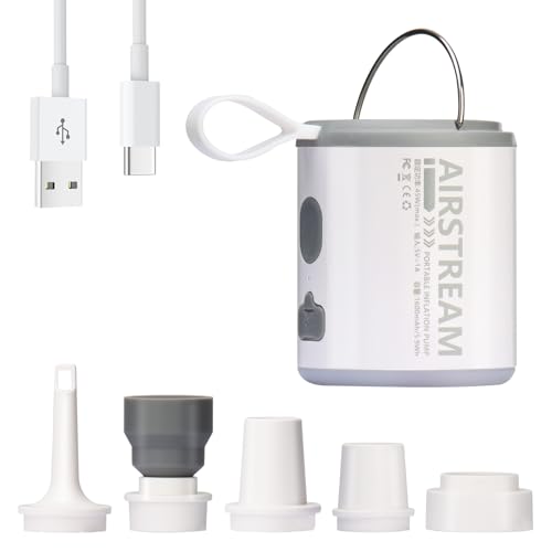 Yoocylii Air Pump for Inflatables Portable Electric Air Pump - 1600mAh USB-C Fast Charge, Dual Inflate/Deflate for Pool Floats, Air Mattress, Camping Gear, 3-in-1 with LED Light & Vacuum Compression