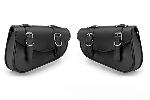 Sacoches en cuir d&eacute;coration sobre Detroit noir APD001N pour Harley Sportster S