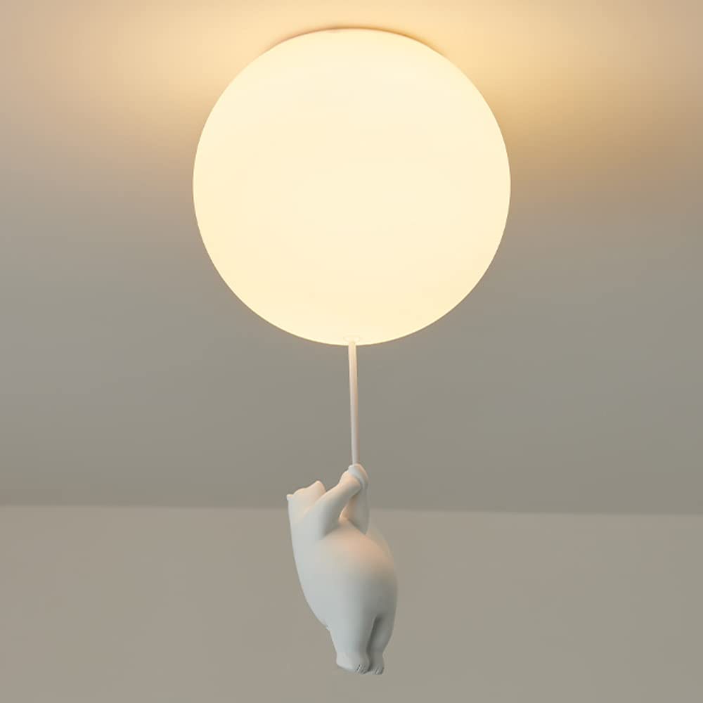 Ffocco Light/White Polar Bear Chandelier Fixtures Ceiling Mount Ing Globe Glass Lampshade Hallway Hanging Lamp For Bedroom Cafe Dining Room Ing Present