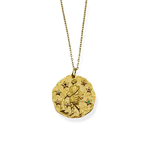 Collar Zodiaco Acuario en Acero Inoxidable con Baño de Oro
