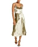 Vince Womens Scoop Neck Velvet Slip Dress, 2, Green