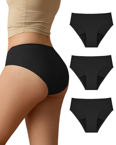 SHARICCA Ropa interior de período, sangrado fuerte, 40 ml, capacidad de absorción, períodos, ropa interior, transpirable, a prueba de fugas, menstruación, calzoncillos para mujer, Negro , XS
