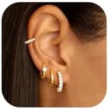 Wowshow Gold Hoop Earrings Stacks Set for Women 18K Gold Plated Small Hoop Earrings Multiple Piercing Clip On Everyday Jewelry Gifts for Mother Birthday Lightweight