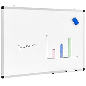 ACAZA Magnetisch whiteboard 70x100cm – Magneetbord/Memobord met uitwisbare Stift, Wisser en afleggoot